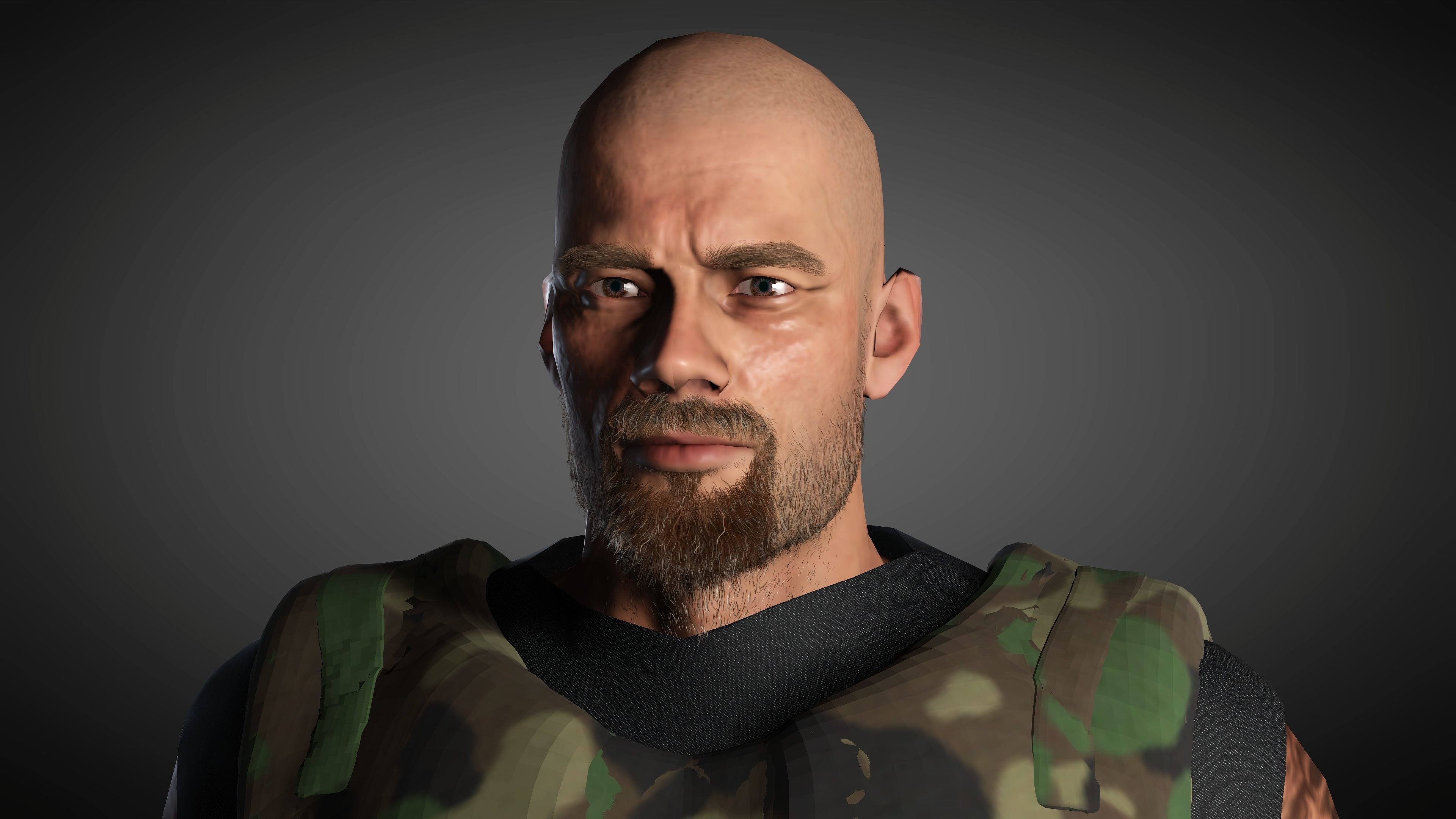 The Mercenary man in camouflage outfit Low-poly 3D model_5