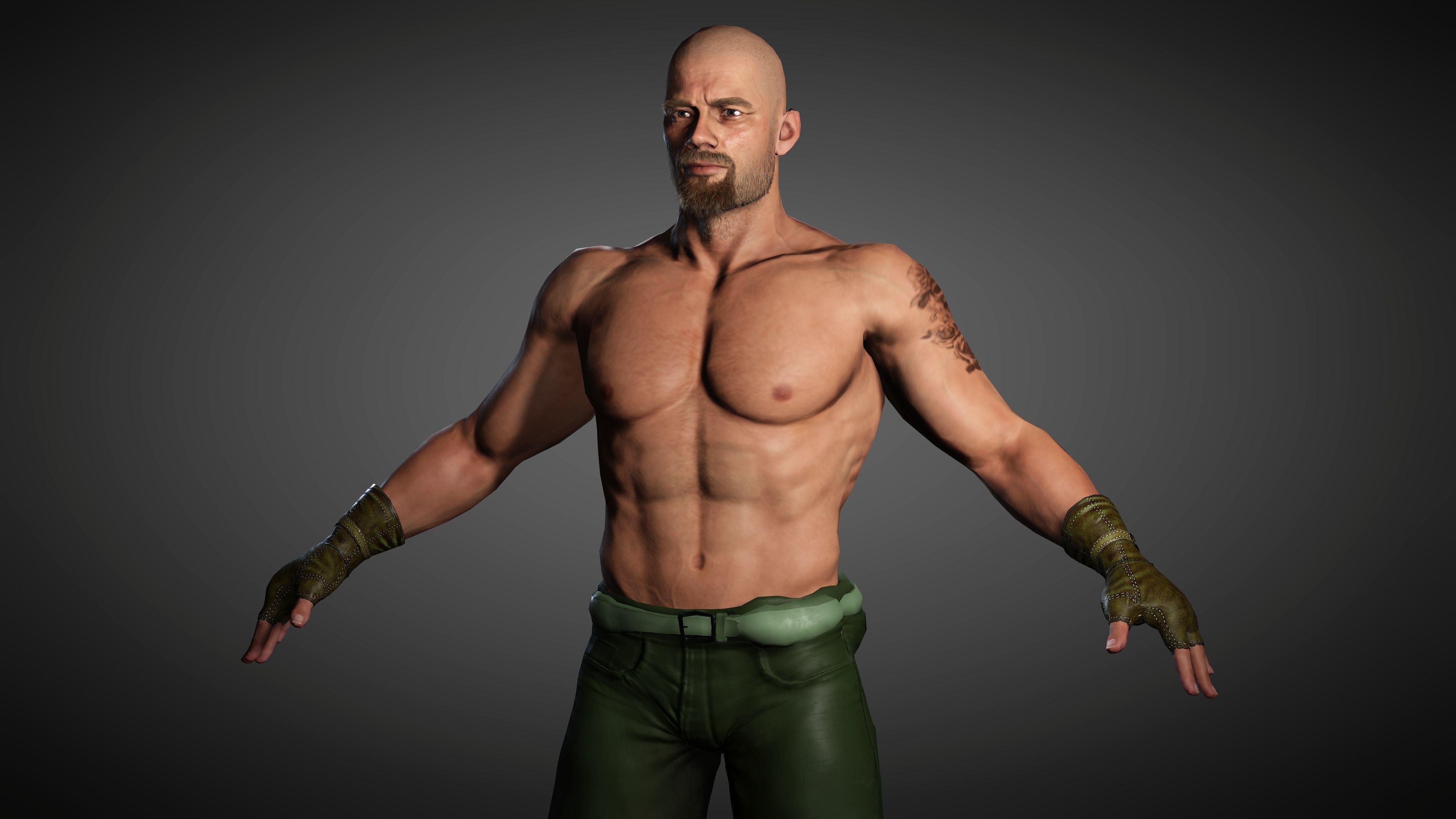 The Mercenary man in camouflage outfit Low-poly 3D model_6