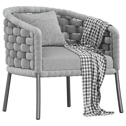  ALMA LOUNGE LOUNGE ARMCHAIR WITH OATMEAL CUSHION Low-poly 3D model