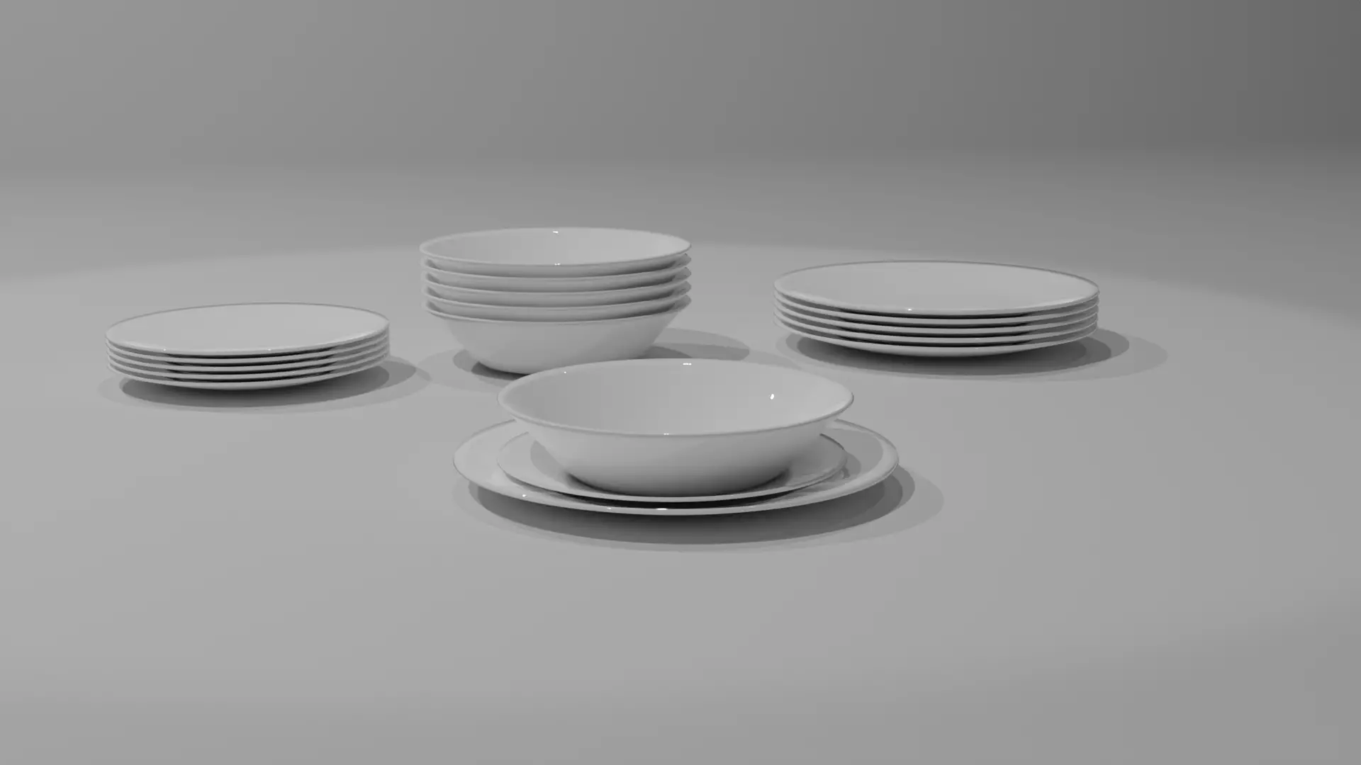 Plate set for kitchen Free low-poly 3D model