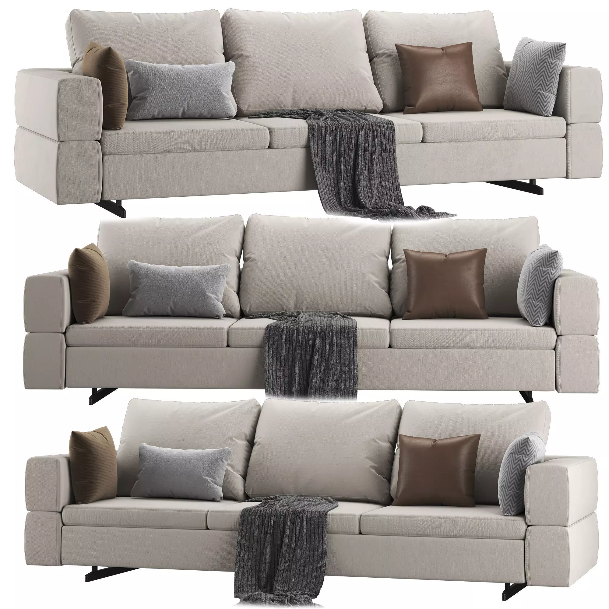 Bonaldo Ever More 3 Seats Sofa Low-poly 3D model