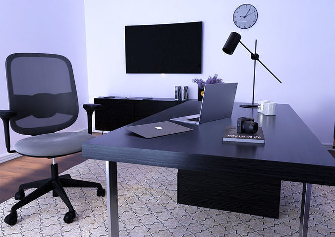 Office Scene Low-poly 3D model 4