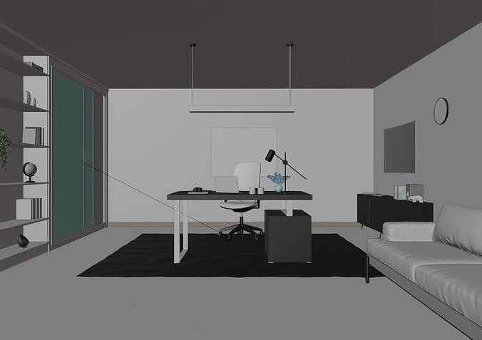 Office Scene Low-poly 3D model 7