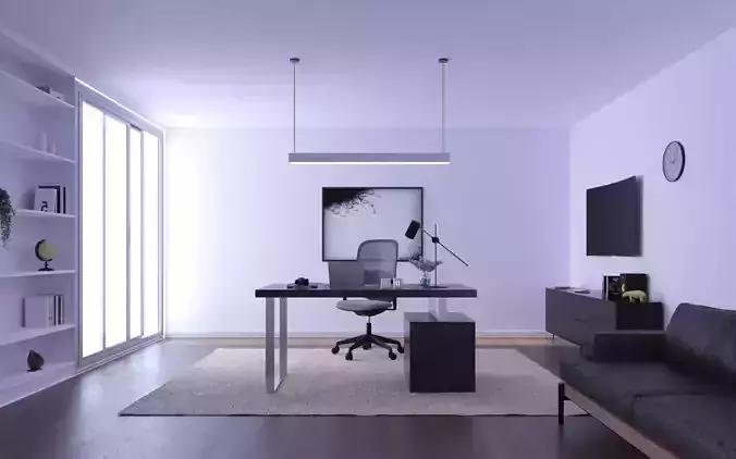 Office Scene Low-poly 3D model