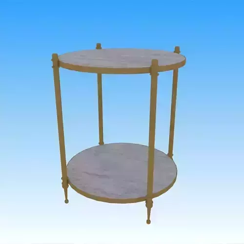 table round with gold legs and marble top
