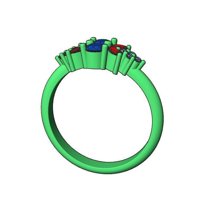 Diamond ring with 4 marquise 3D print model_6