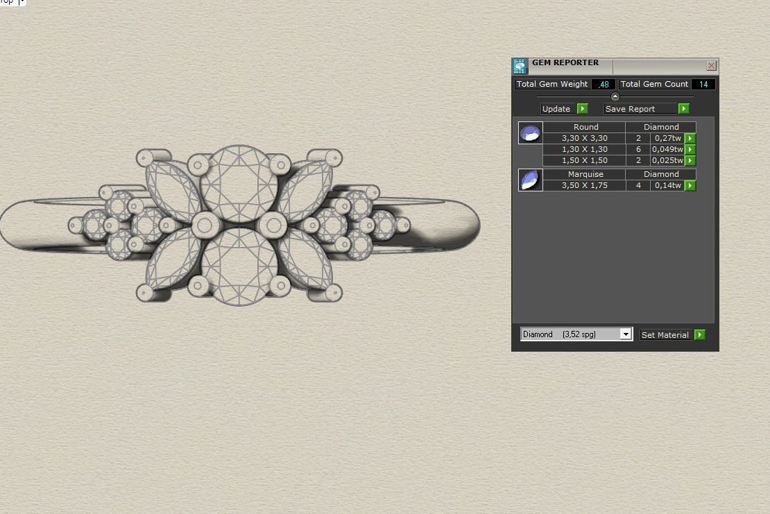 Diamond ring with 4 marquise 3D print model_17