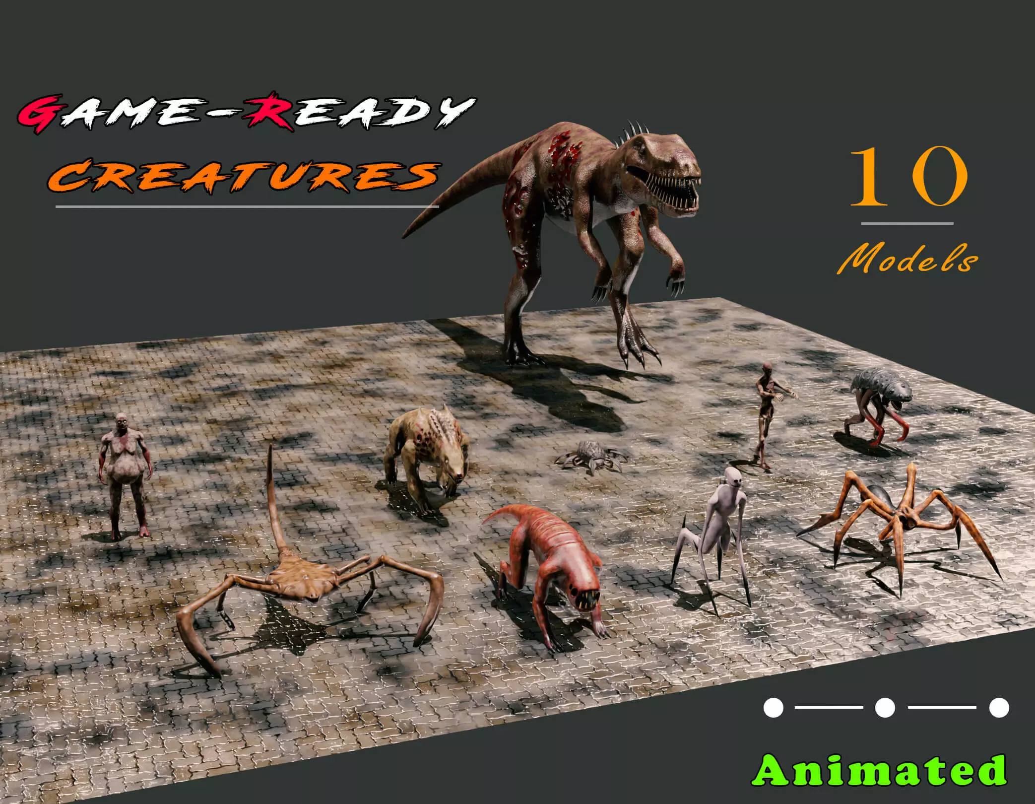 10 Game Ready Animated Creatures Low-poly 3D model_0