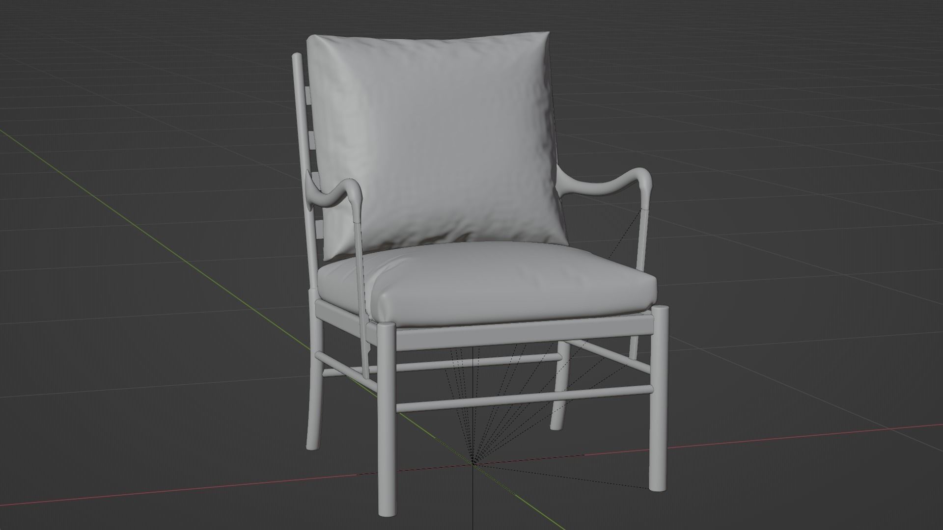 Armchair Wooden  3D model_1