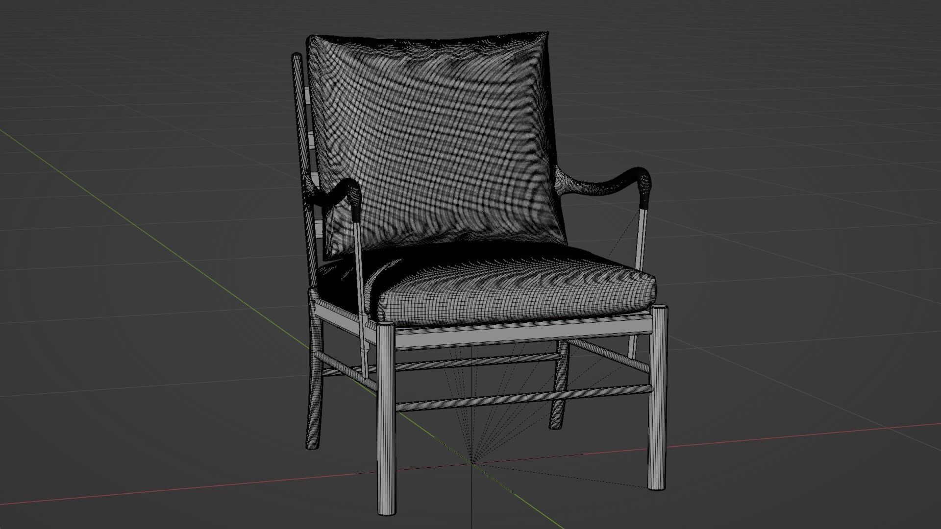 Armchair Wooden  3D model_2
