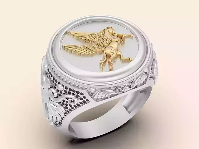 Pegasus man ring  gold printable jewelry 3D model