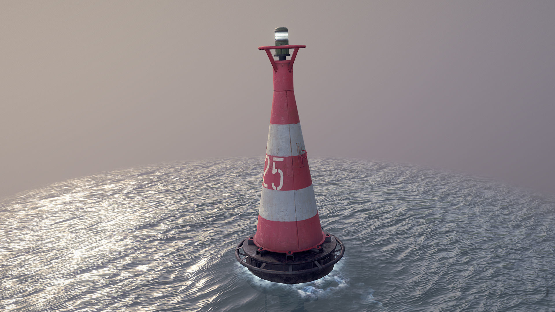 Buoy River RB-6-01 Turn Safe Water Mark Low-poly 3D model_1