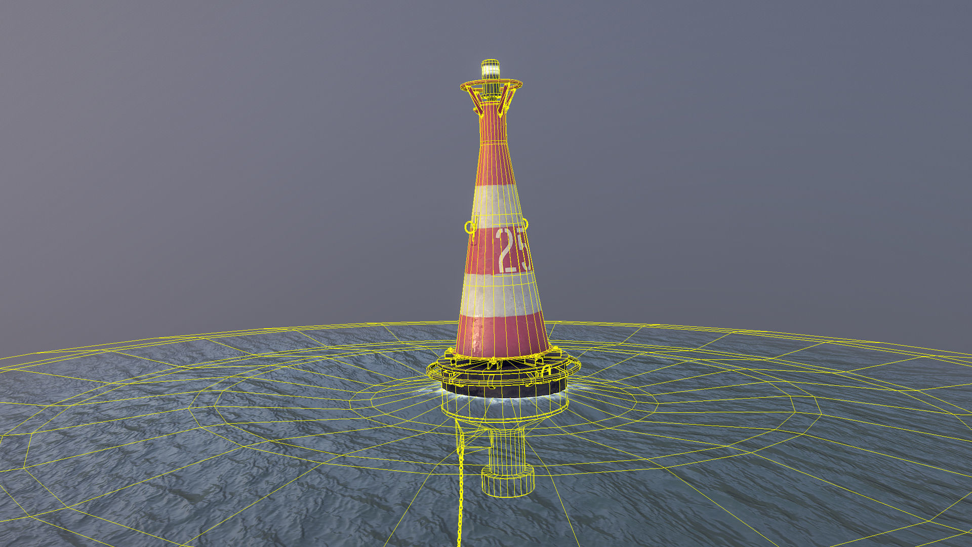 Buoy River RB-6-01 Turn Safe Water Mark Low-poly 3D model_22