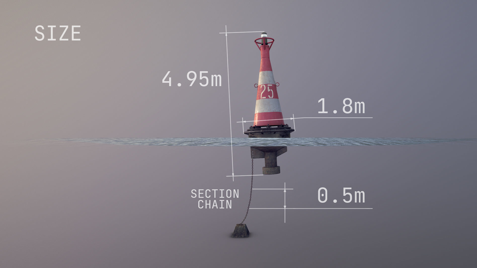 Buoy River RB-6-01 Turn Safe Water Mark Low-poly 3D model_5