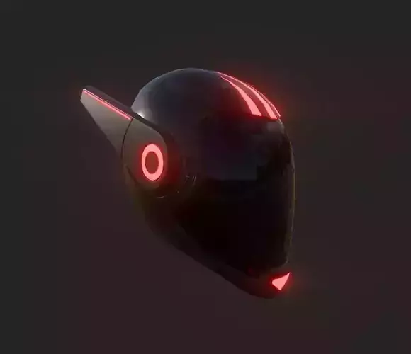 futuristic helmet low poly