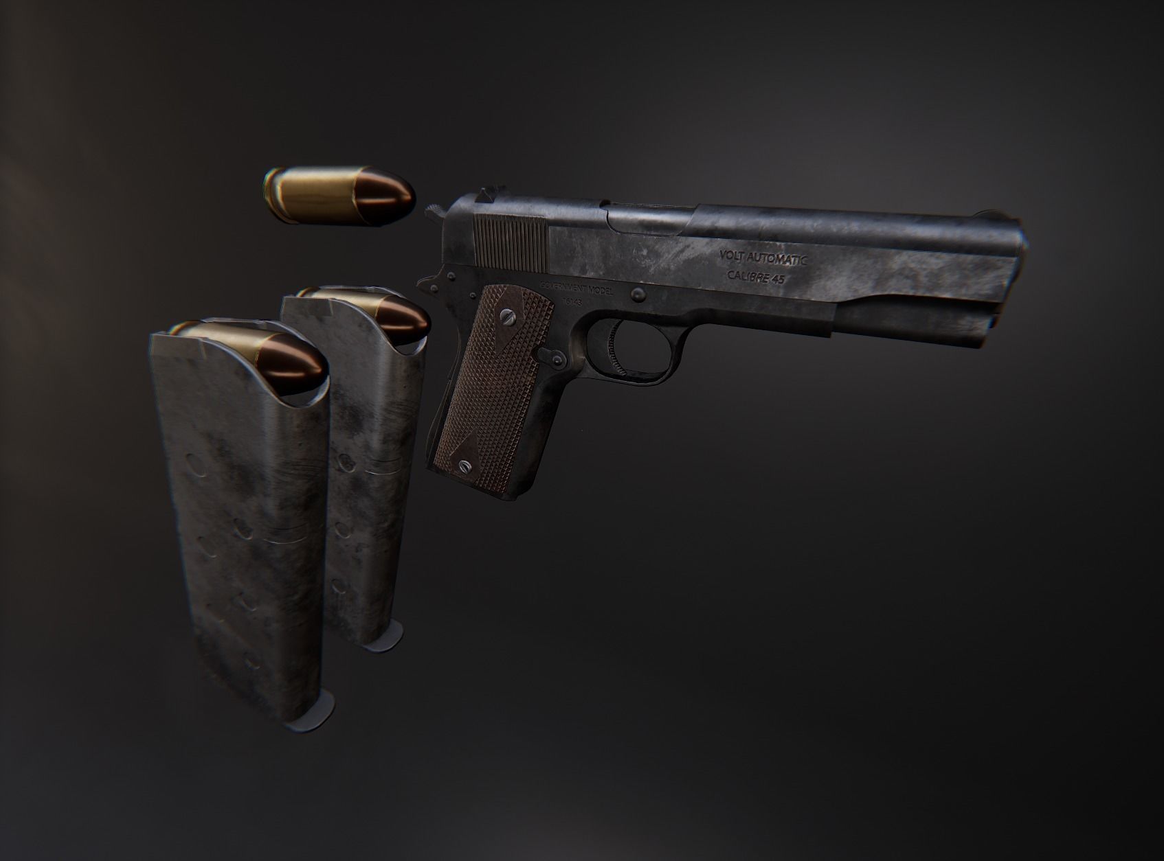 AAA M1911 Game Ready PBR Low-poly 3D model_3