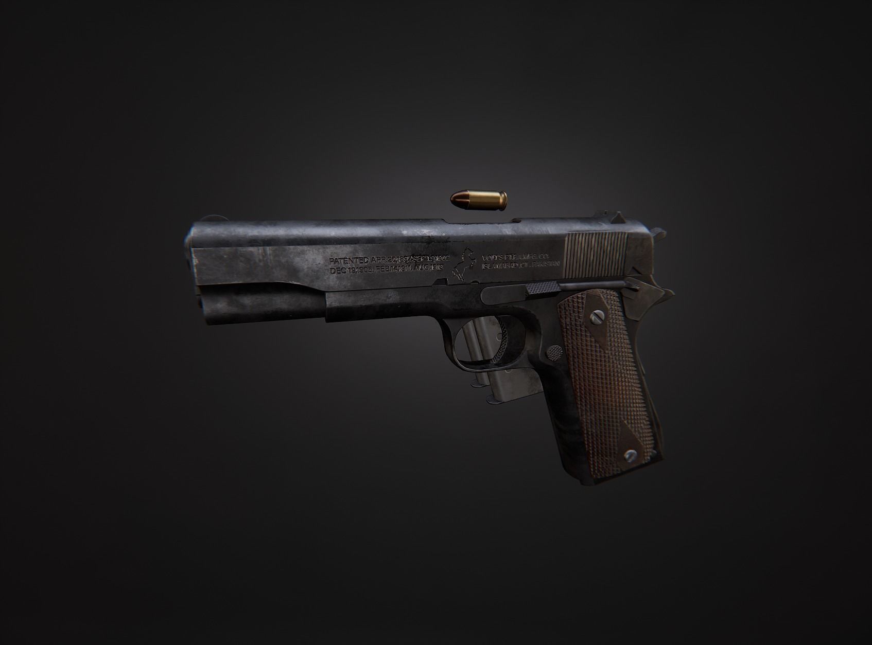AAA M1911 Game Ready PBR Low-poly 3D model_2