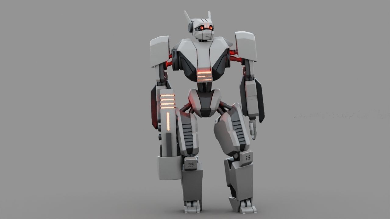 Fighter robot rigged - animated character 3D model_12