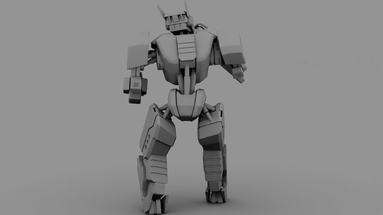 Fighter robot rigged - animated character 3D model_23