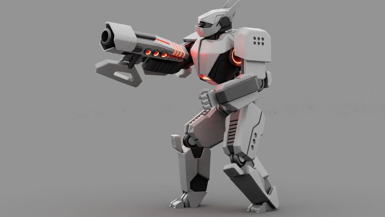 Fighter robot rigged - animated character 3D model_1