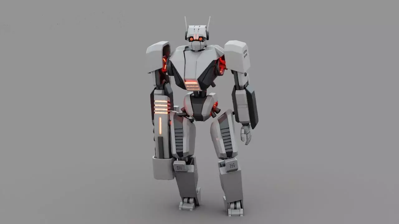 Fighter robot rigged - animated character 3D model_0