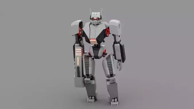 Fighter robot rigged - animated character 3D model