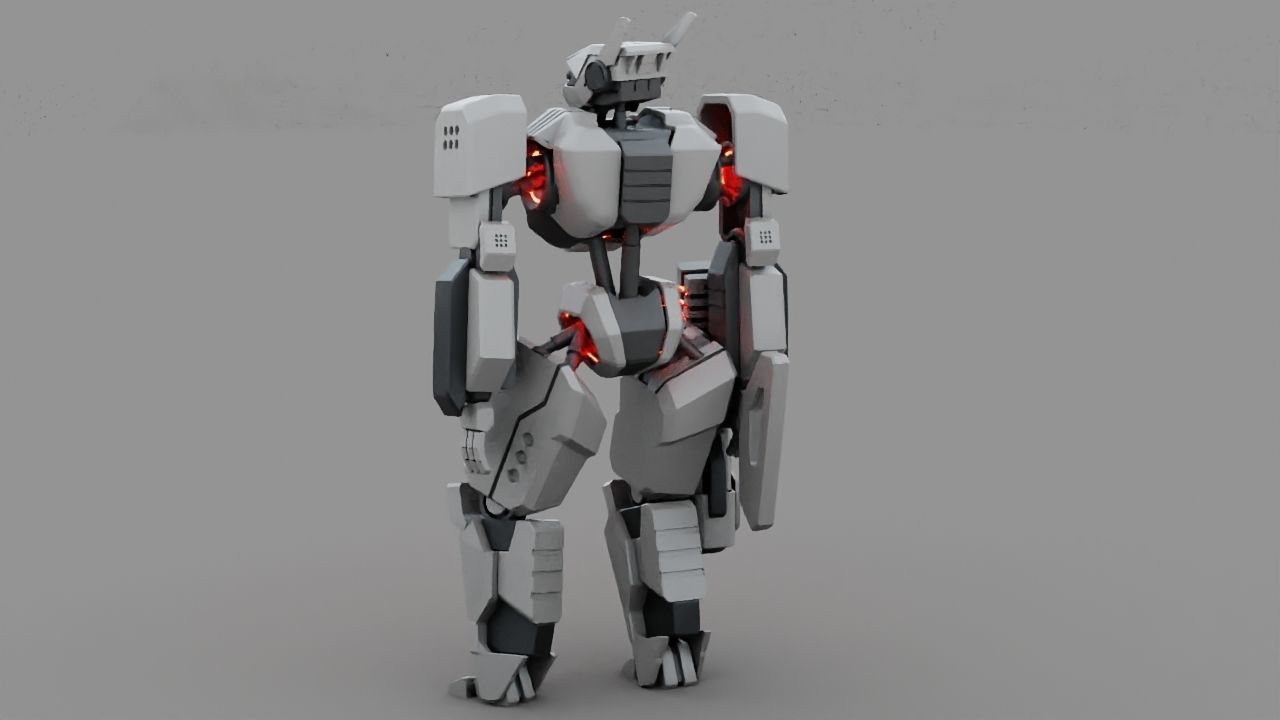 Fighter robot rigged - animated character 3D model_5