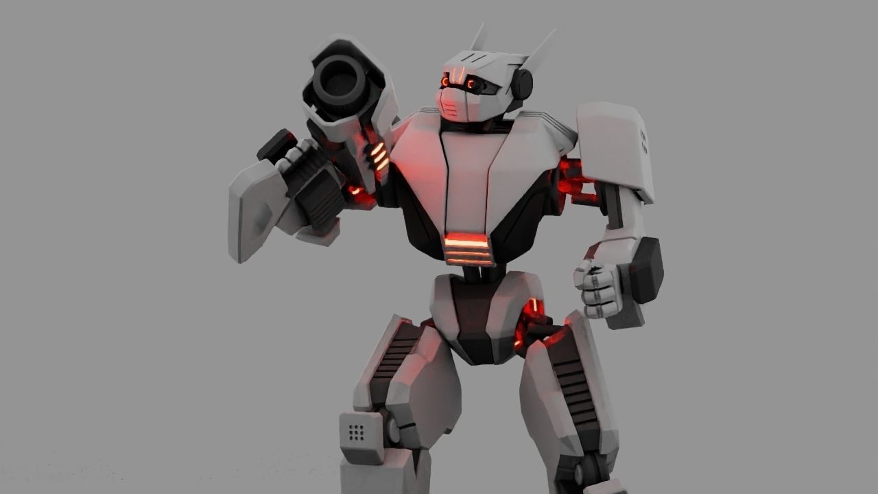 Fighter robot rigged - animated character 3D model_2