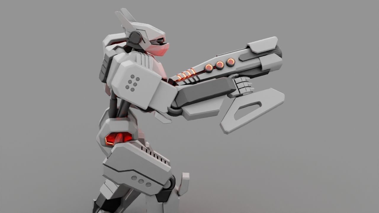 Fighter robot rigged - animated character 3D model_3