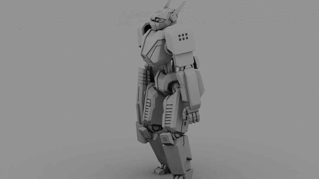 Fighter robot rigged - animated character 3D model_16