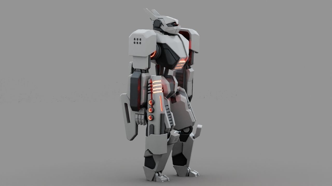 Fighter robot rigged - animated character 3D model_10