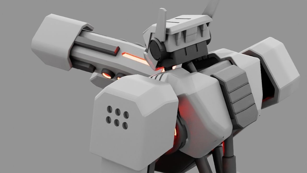 Fighter robot rigged - animated character 3D model_4