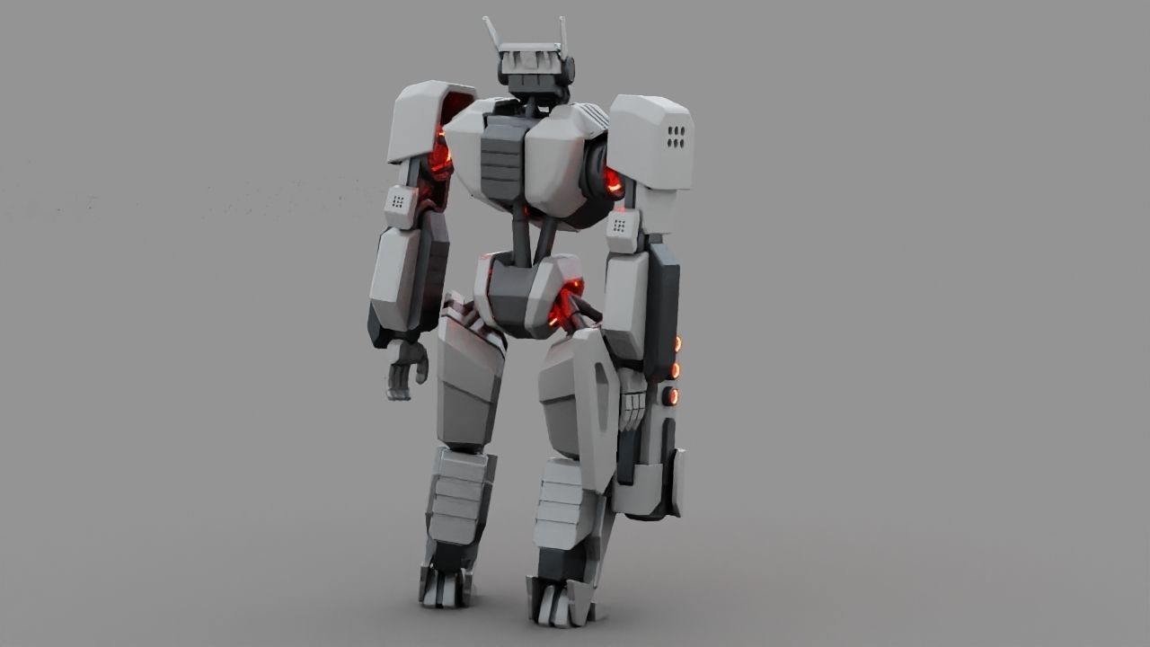 Fighter robot rigged - animated character 3D model_6