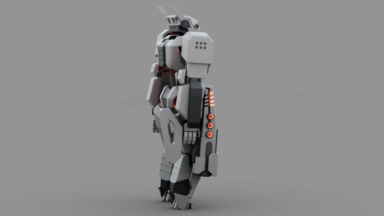 Fighter robot rigged - animated character 3D model_9