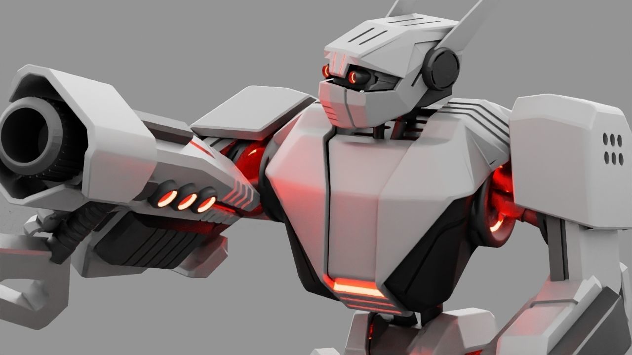 Fighter robot rigged - animated character 3D model_11