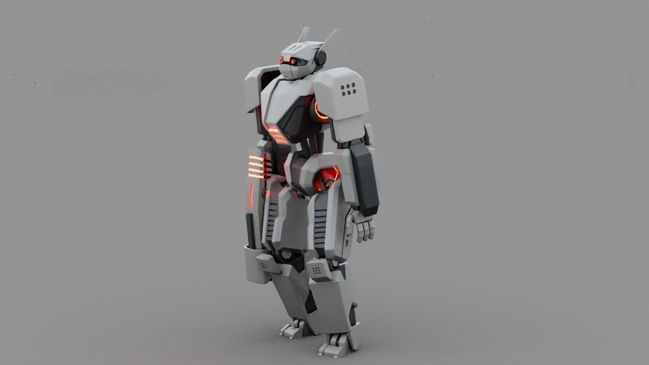 Fighter robot rigged - animated character 3D model_7