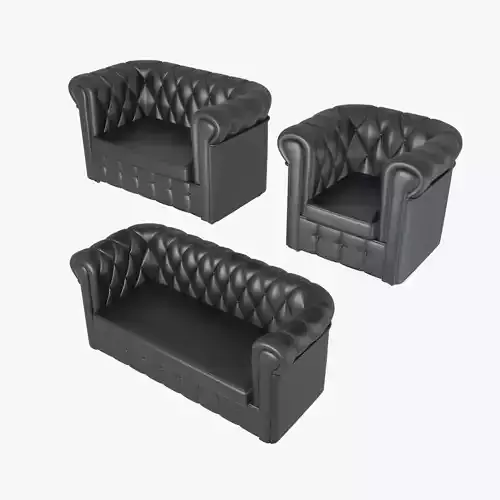 Chesterfield furniture black leather collection