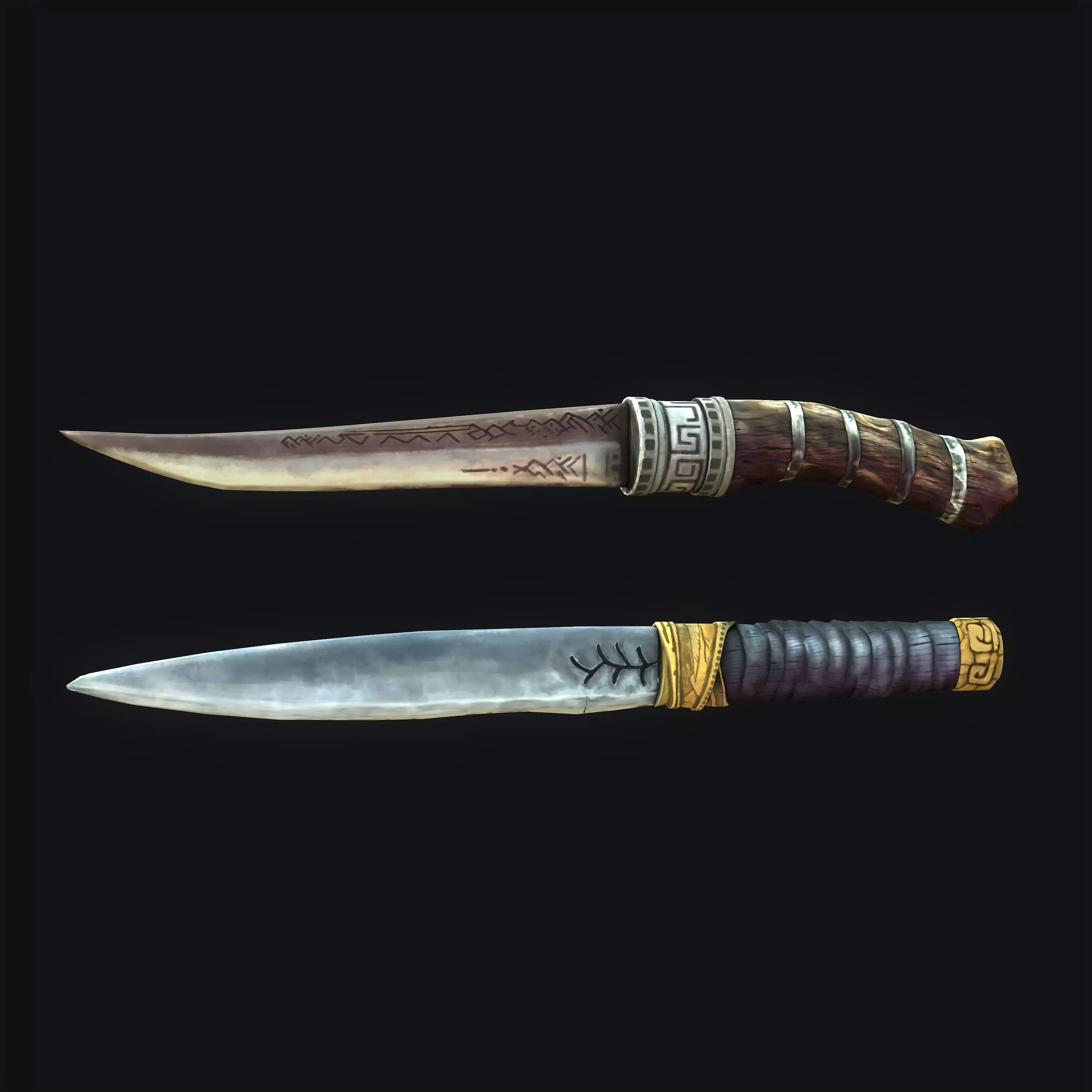 Stylized Knifes - GOW Low-poly 3D model_0