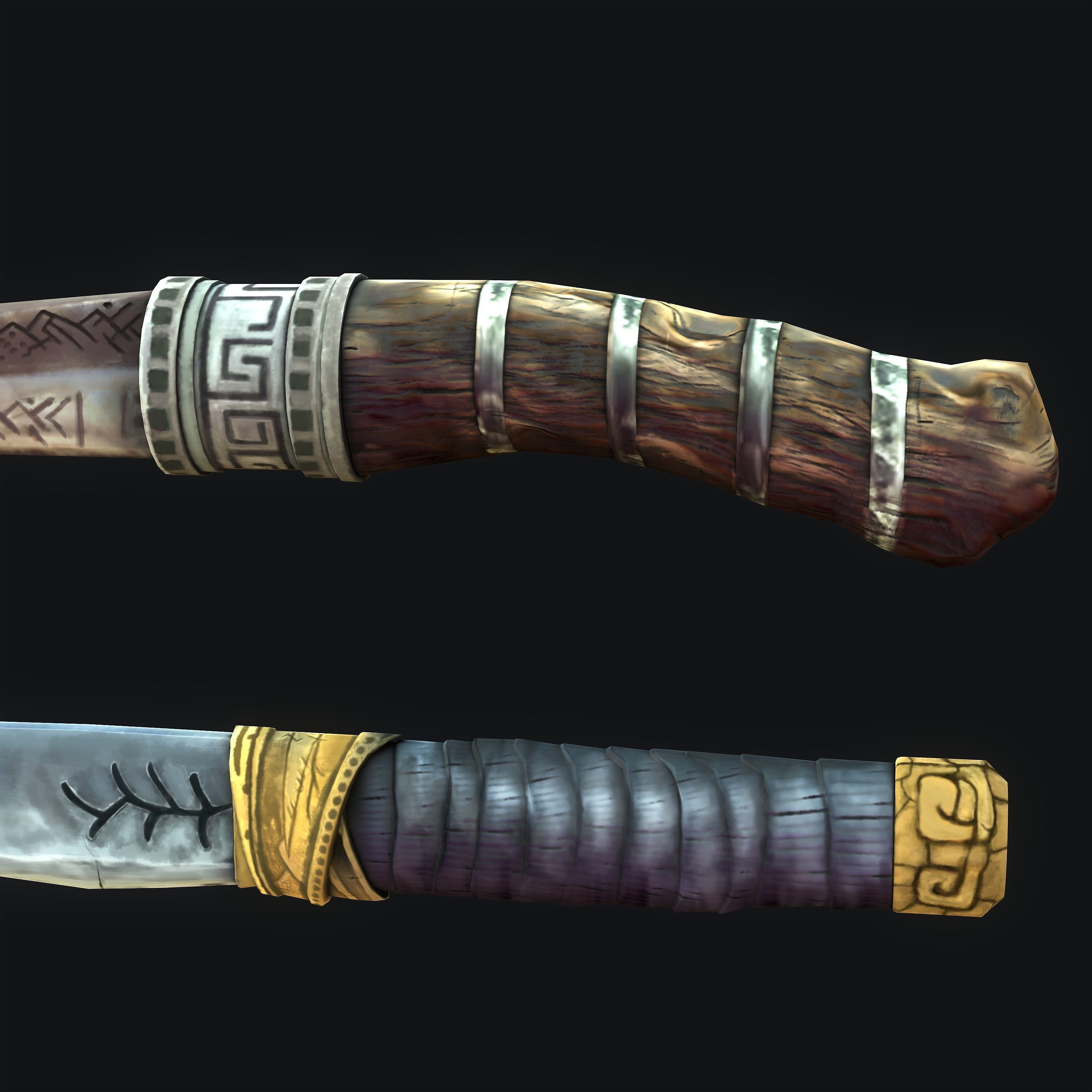 Stylized Knifes - GOW Low-poly 3D model_6