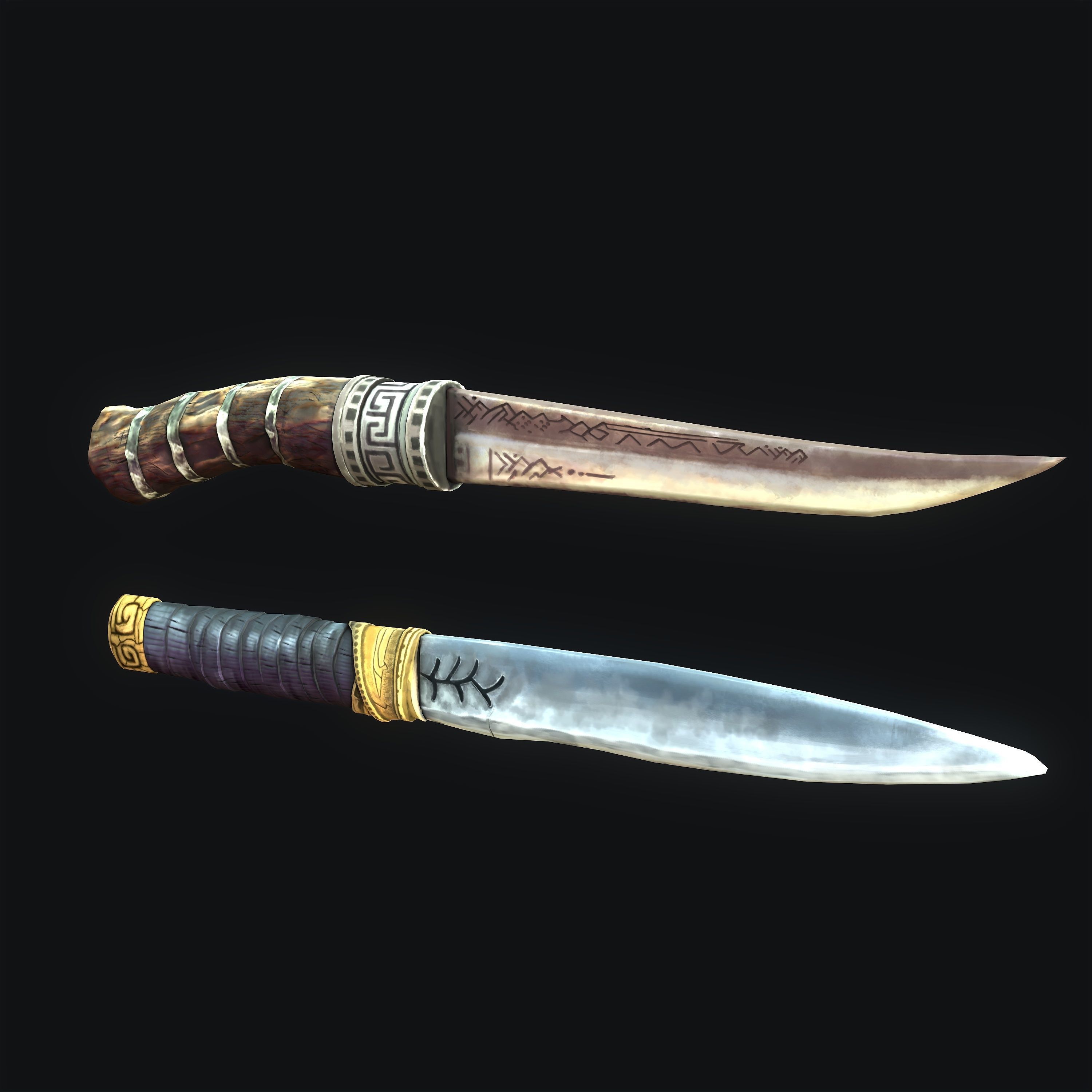 Stylized Knifes - GOW Low-poly 3D model_3