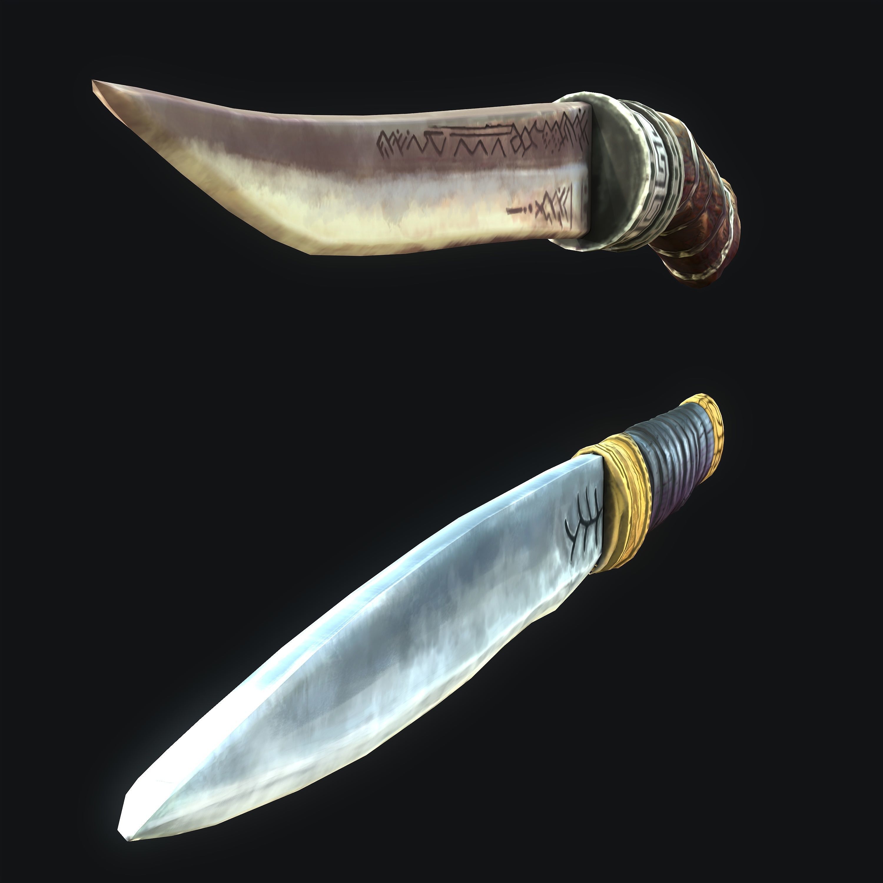 Stylized Knifes - GOW Low-poly 3D model_4