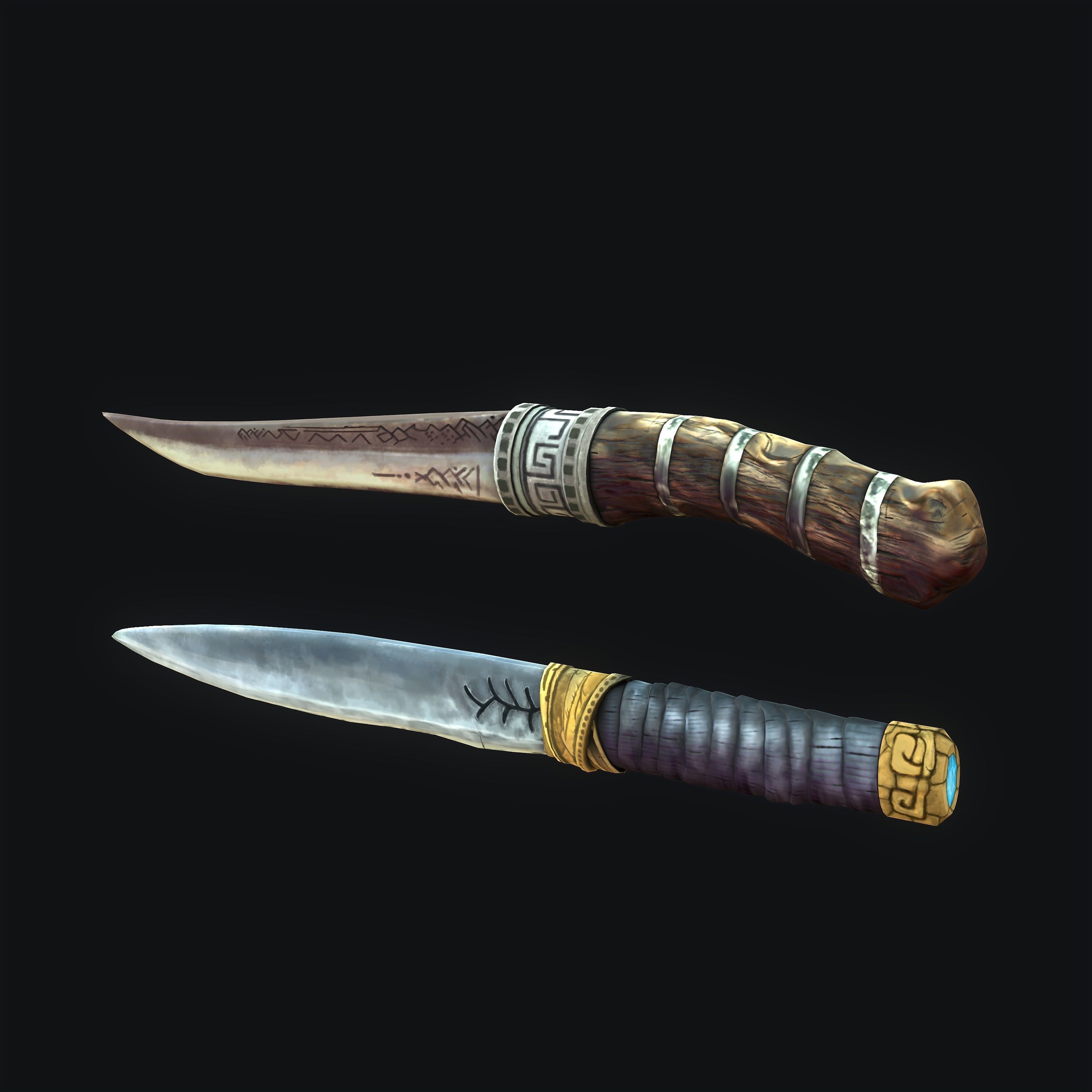 Stylized Knifes - GOW Low-poly 3D model_1