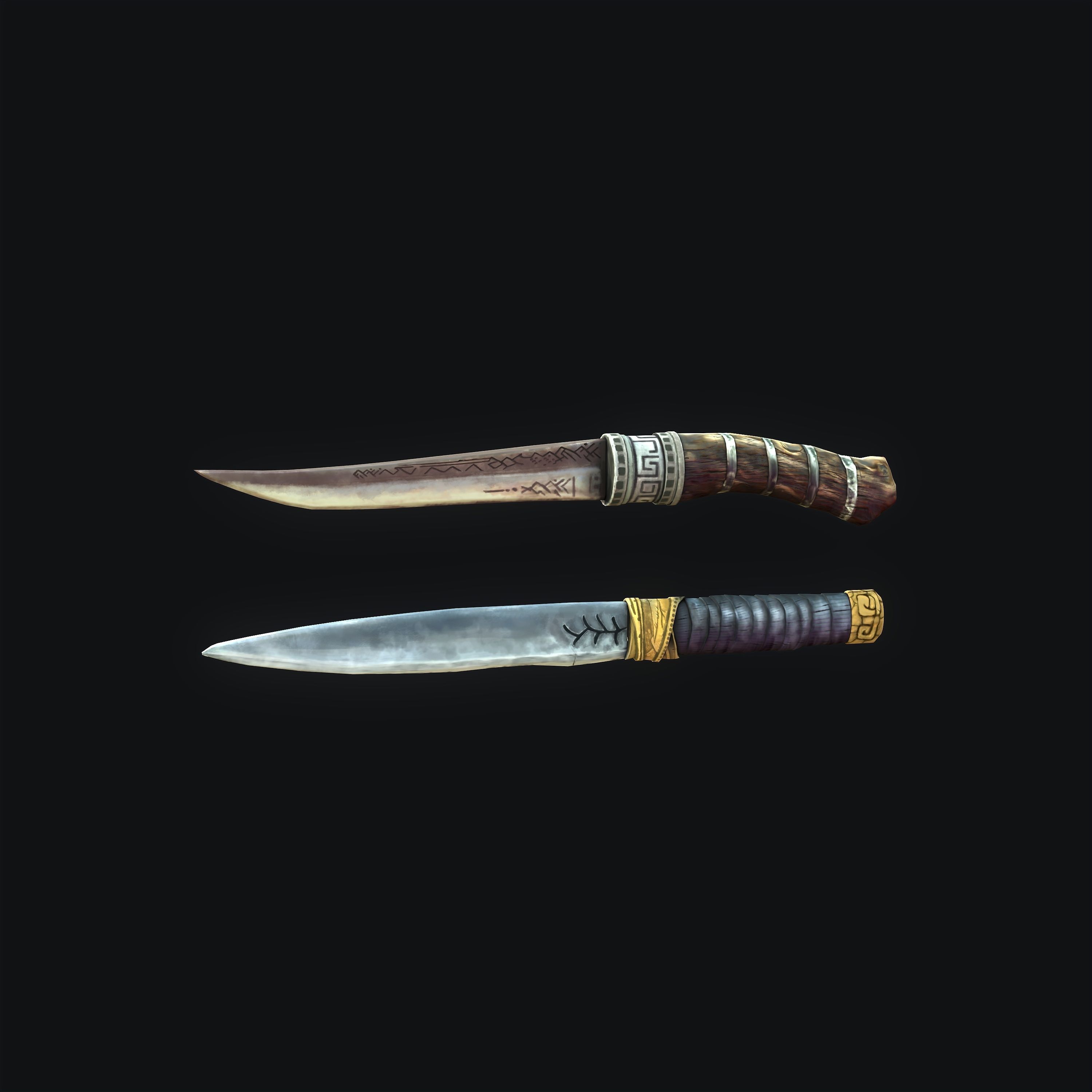 Stylized Knifes - GOW Low-poly 3D model_9