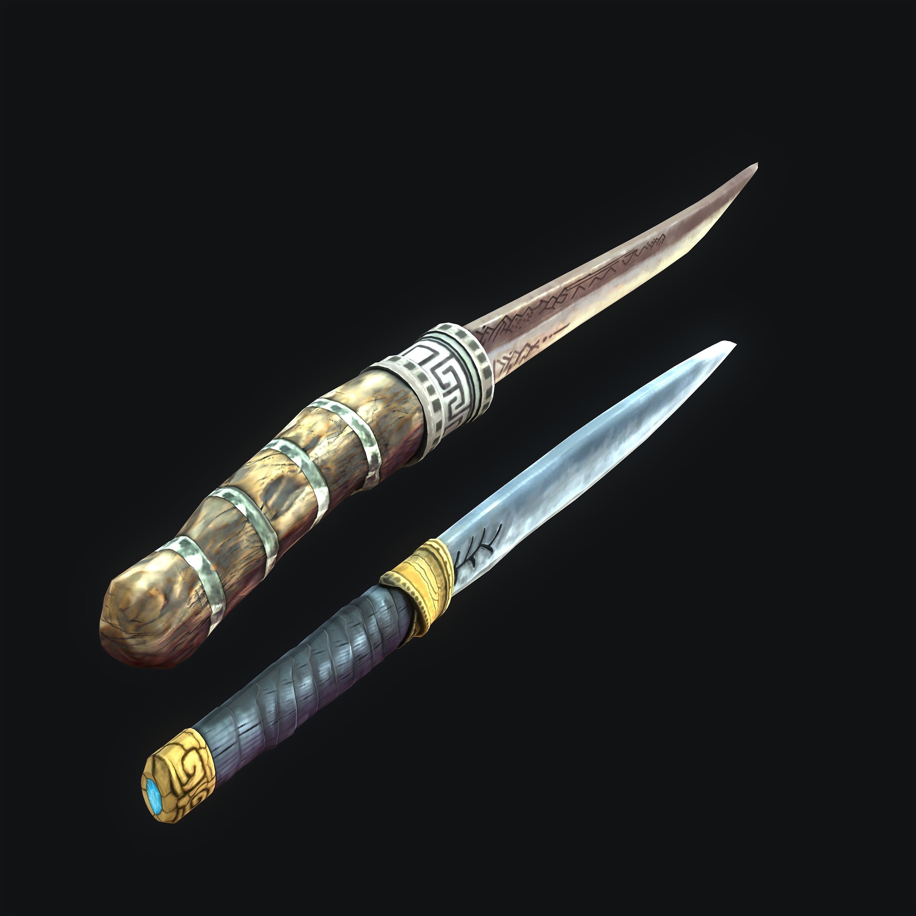 Stylized Knifes - GOW Low-poly 3D model_2