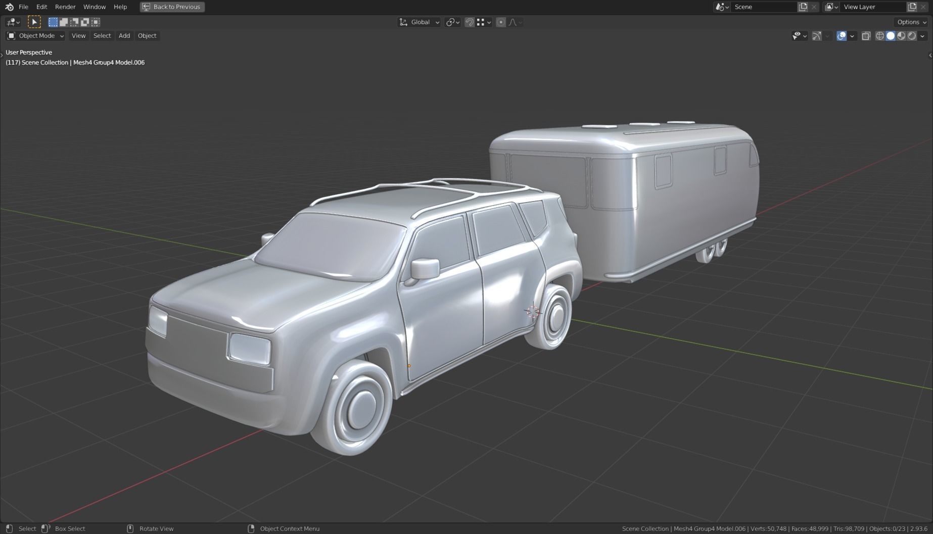 Low Poly Vehicle -  SUV plus Caravan Low-poly 3D model_3