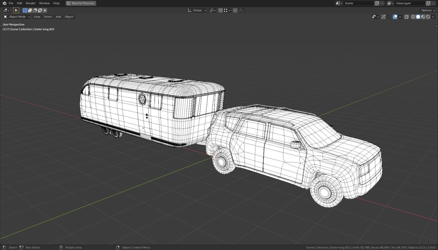 Low Poly Vehicle -  SUV plus Caravan Low-poly 3D model_10