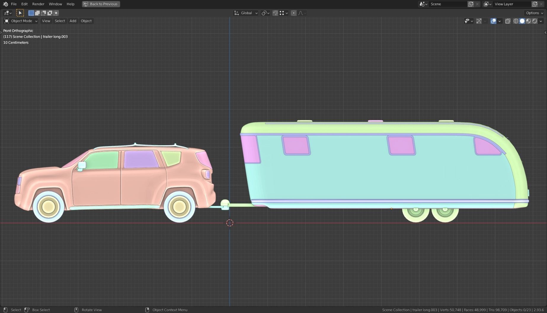 Low Poly Vehicle -  SUV plus Caravan Low-poly 3D model_16