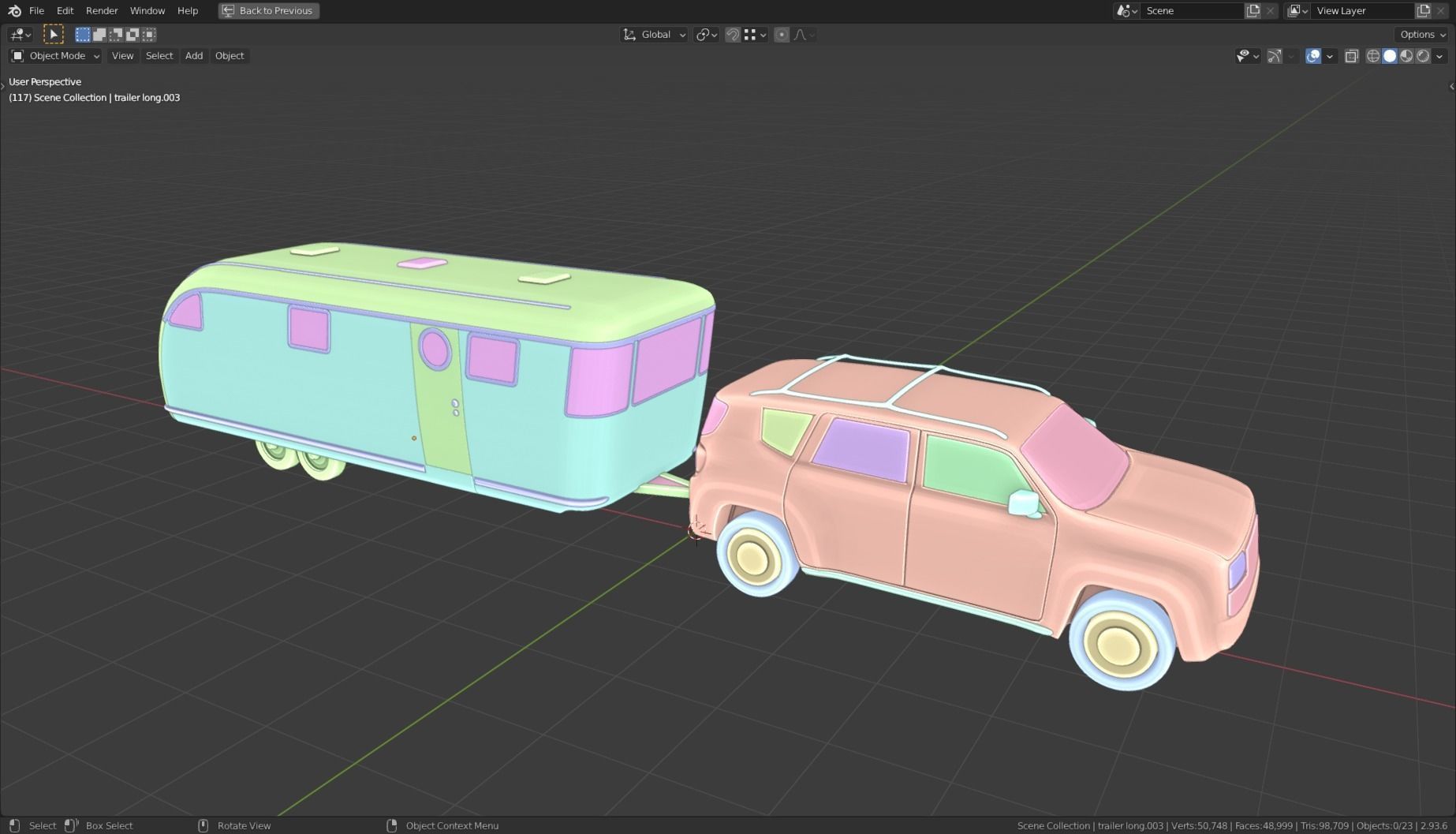 Low Poly Vehicle -  SUV plus Caravan Low-poly 3D model_12