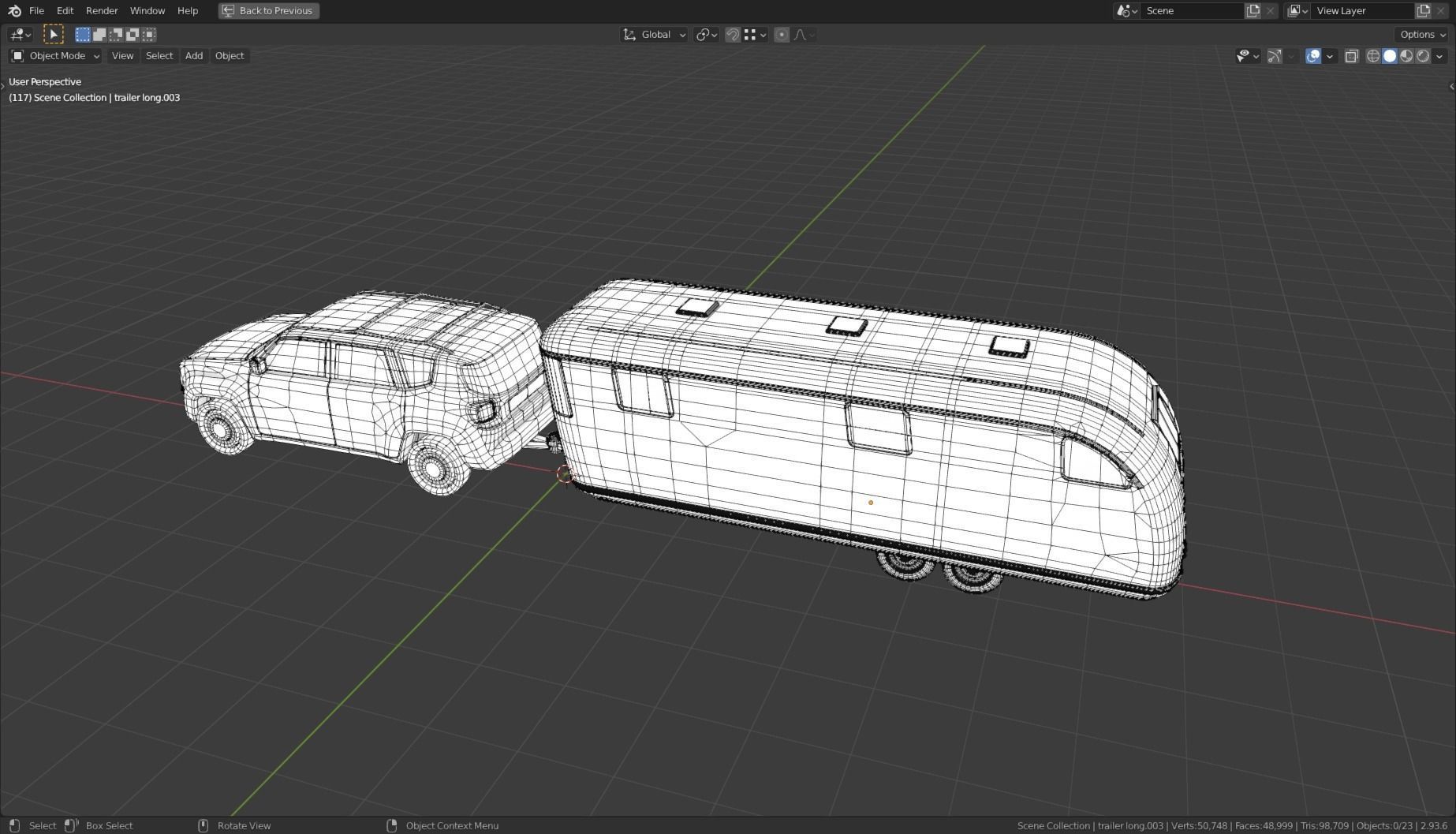 Low Poly Vehicle -  SUV plus Caravan Low-poly 3D model_7