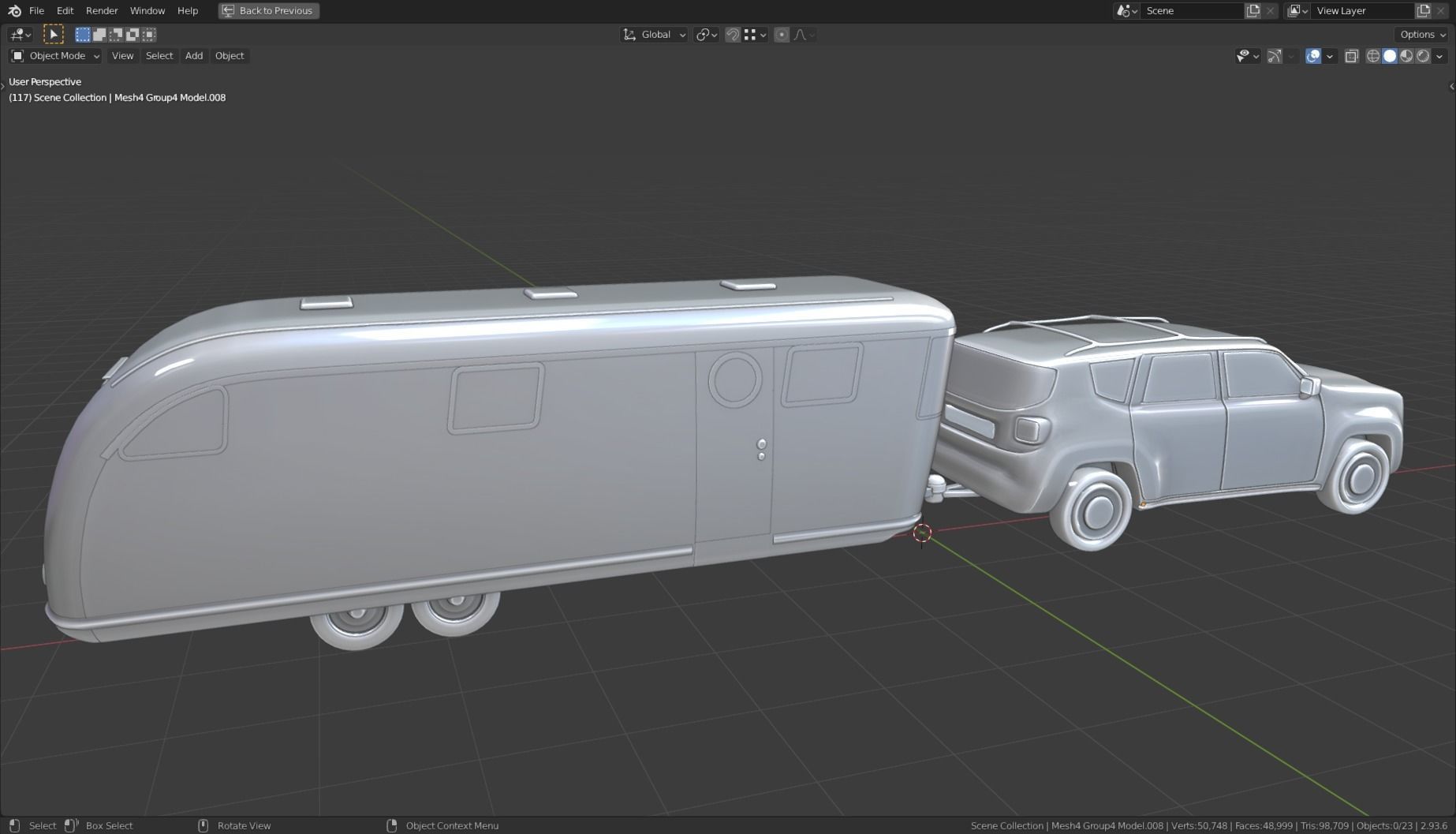 Low Poly Vehicle -  SUV plus Caravan Low-poly 3D model_6
